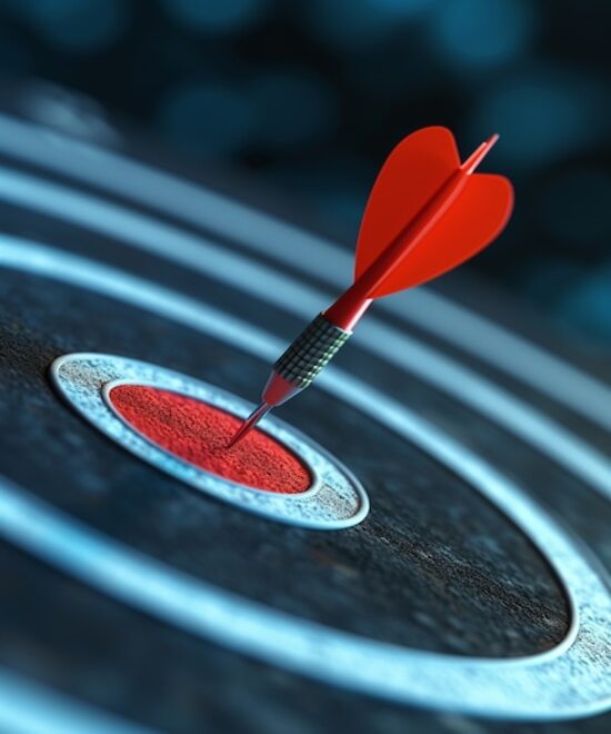 Image d'une cible avec une fléchette au centre pour la page coaching